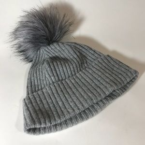 Halogen cashmere, wool and faux fur trim hat